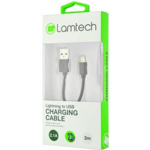 LAMTECH CHARGING CABLE iPhone 5/6/7 2m BLACK LAM444526
