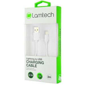 LAMTECH CHARGING CABLE iPhone 5/6/7 2m WHITE LAM441013