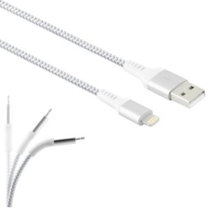 LAMTECH LIGHNING TO USB HIGH QUALITY UNBREAKABLE CABLE SILVER LAM450282