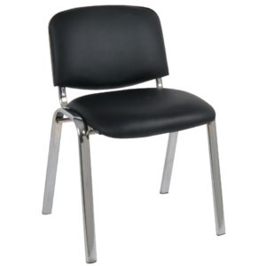 SIGMA Καρέκλα Γραφείου Επισκέπτη, Μέταλλο Χρώμιο PVC Μαύρο 57x57x79cm / Σωλ.40x20/1.2mm ΕΟ550,10 (Σετ 6τεμ.).( 3 άτοκες δόσεις.)