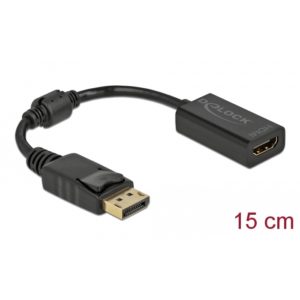 DELOCK αντάπτορας DisplayPort σε HDMI 61011, 1080p Passive, 15cm, μαύρος 61011.