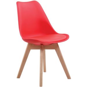 MARTIN Καρέκλα Ξύλο, PP Κόκκινο Μονταρισμένη Ταπετσαρία 49x57x82cm ΕΜ136,34 (Σετ 4τεμ.).( 3 άτοκες δόσεις.)