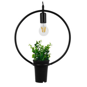 GloboStar® CELOSIA 01212 Μοντέρνο Κρεμαστό Φωτιστικό Οροφής Μονόφωτο Μαύρο Μεταλλικό Flowerpot Φ30 x Y30cm