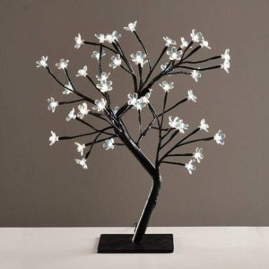 TREE WITH FLOWERS OF SILICONE 36 LED ΛΑΜΠΑΚ ΜΕ ΑΝΤΑΠΤΟΡΑ (24V DC) ΨΥΧΡΟ ΛΕΥΚΟ IP20 45cm 3m ΜΑΥΡΟ