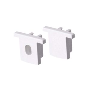 SET OF WHITE PLASTIC END CAPS FOR P160 1PC WITH HOLE & 1PC WITHOUT HOLE