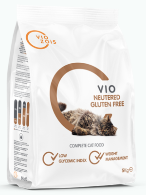 Ξηρά Τροφή Viozois Vio Neutered Χωρίς Γλουτένη για Στειρωμένες Γάτες που βοηθά στην μείωση τις δυσανεξίας 5kgr