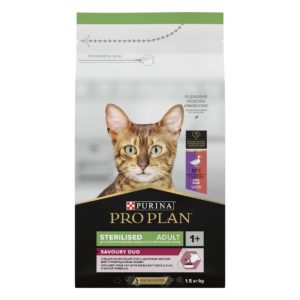 Ξηρά Τροφή Purina Pro Plan Sterilised Savoury Duo Cat για Ενήλικες Στειρωμένες Γάτες με Συκώτι και Πάπια 1.5kg