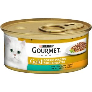 Υγρή Τροφή για Ενήλικες Γάτες Purina Gourmet Gold Double Pleasure με Κουνέλι και Συκώτι 85 gr