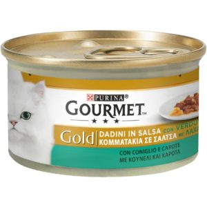 Υγρή Τροφή για Ενήλικες Γάτες Purina Gourmet Gold Κομματάκια σε Σάλτσα με Κουνέλι και Καρότα 85 gr