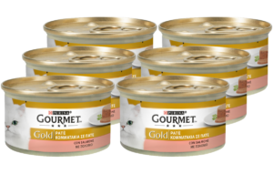 Υγρή Τροφή για Ενήλικες Γάτες Purina Gourmet Gold Πατέ με Σολομό, Economy Pack 6 Τεμ. x 85gr