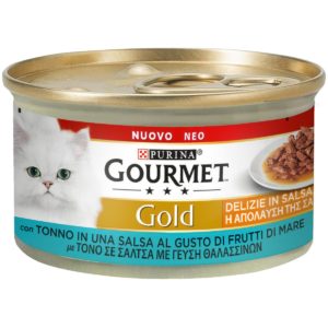 Υγρή Τροφή για Ενήλικες Γάτες Purina Gourmet Gold Delight Τόνος σε Σάλτσα με Γεύση Θαλασσινών 85gr