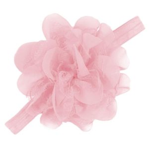 Βρεφική κορδέλα ροζ με λουλούδι και δαντέλα