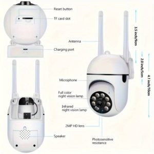 Podofo hv8y ptz wifi ασύρματη 360° έξυπνη κάμερα παρακολούθησης σπιτιού - λευκό