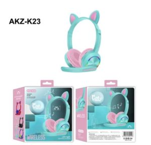 AKZ-K23 cat ear headset wireless led light cyan pink