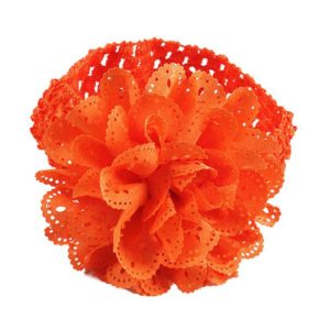 Βρεφική πλατιά κορδέλα λουλούδι πορτοκαλί