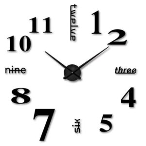 Αυτοκόλλητο Ρολόι Τοίχου Με Νούμερα μικρό BLACK DIY Wall Mounted Clock Modern Unique Numbers Design Decorative OEM