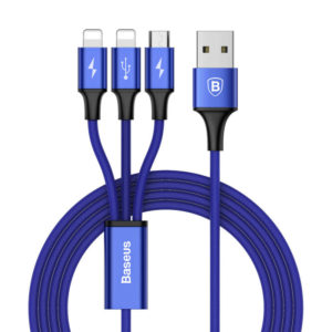 Baseus Cable Rapid series 3-in-1 Micro + Dual Lightning 3A 1.2m Dark Blue CAMLL-SU13