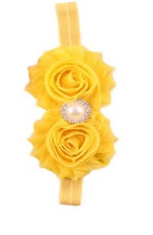 Βρεφική κορδέλα κίτρινη λουλούδια με μαργαριτάρι
