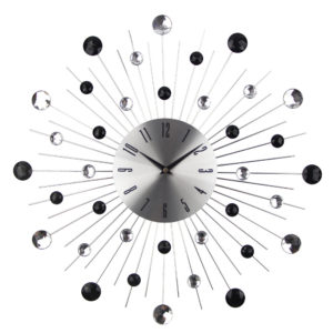 Ρολόι Τοίχου 3D μεταλλικό με κρύσταλλα και μαύρα μεγάλο 50εκ
