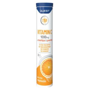 Quest Vitamins C 1000mg With Rosehips Rutin 20 αναβράζοντα δισκία Πορτοκάλι.