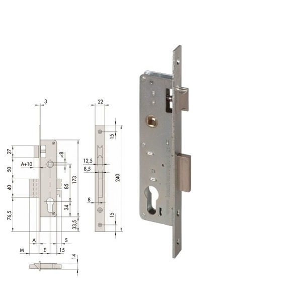 Κλειδαριά Σιδερόπορτας Κυλίνδρου 30mm CISA Locking Line 44860.30
