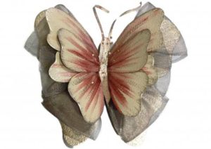 Επιτοίχια διακοσμητική πεταλούδα εκρου-ροζ 40x38 cm HAND MADE VENUS