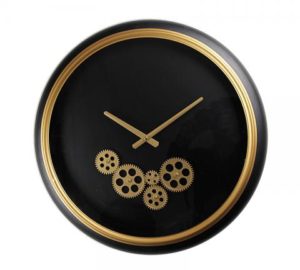 Μοντέρνο Ρολόι τοίχου μεταλλικό με κινούμενο μηχανισμό,Μαύρο/Χρυσό,52cm | ZAROS CL322