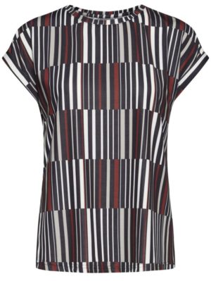 FRANSA Γυναικεία πολύχρωμη κοντομάνικη ελαστική μπλούζα, Χρώμα Πολύχρωμο, Μέγεθος M