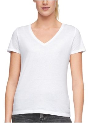 S.OLIVER Γυναικείο λευκό jersey T-shirt V 2058279-0100 White, Χρώμα Λευκό, Μέγεθος M