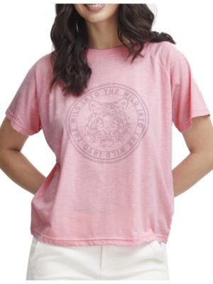 FRANSA Γυναικείο ρόζ tshirt μπλουζάκι 20613700-202817 Pink Frosting Mix, Χρώμα Μαύρο, Μέγεθος M, Χρώμα- Γκρί