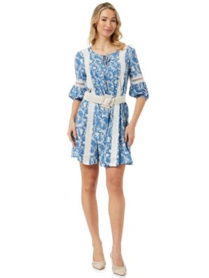 ANNA RAXEVSKY Μπλε indigo φλοράλ φόρεμα D24100, Χρώμα Μπλέ, Μέγεθος 4XL