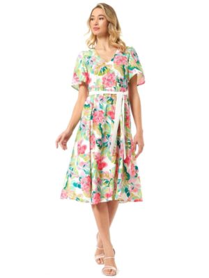 ANNA RAXEVSKY Φλοράλ μίντι φόρεμα D24108, Χρώμα Μπλέ, Μέγεθος S
