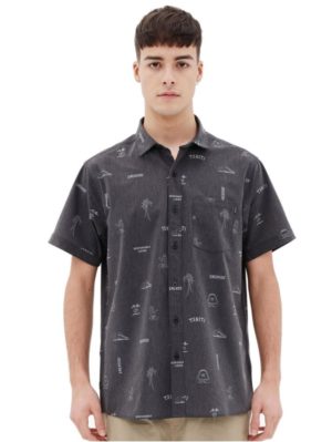 BASEHIT Ανδρικό κοντομάνικο πουκάμισο 221.EM61.03 PR285 OFF BLACK .., Χρώμα Ανθρακί, Μέγεθος L