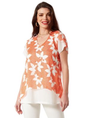 ANNA RAXEVSKY Γυναικεία εμπριμέ μπλούζα μουσελίνα B23117, Χρώμα Πολύχρωμο, Μέγεθος 3XL