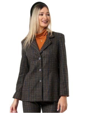 ANNA RAXEVSKY Γυναικείο καρώ σακάκι με βάτες Z22200, Μέγεθος XL
