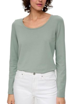 S.OLIVER Γυναικεία λαδί μακρυμάνικη μπλούζα 2135961.7210 Sage Green, Χρώμα Πράσινο-Λαδί, Μέγεθος 38