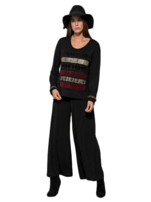 ANNA RAXEVSKY Γυναικεία μαύρη ψιλόμεση ζιπ κιλότ παντελόνα, Χρώμα Μαύρο, Μέγεθος 56