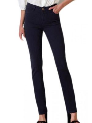 SARAH LAWRENCE Γυναικείο μπλέ navy high waist straight ελαστικό παντελόνι καπαρντίνα 2-200240 Navy, Χρώμα Μπλε Σκούρο, Μέγεθος 29