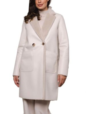 RINO PELLE Γυναικείο εκρού παλτό διπλής όψης Ivon 7002310 Stone, Χρώμα Εκρού, Μέγεθος XL