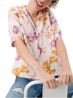 S.OLIVER Γυναικεία φλοράλ πουκαμίσα μπλούζα 2111797- 41A2 Soft Rose, Χρώμα Πολύχρωμο, Μέγεθος 44