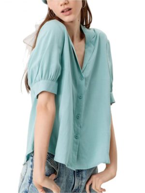 S.OLIVER Γυναικείο μέντα κοντομάνικο πουκάμισο 2111801-6553, Χρώμα Γαλάζιο, Μέγεθος 40