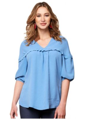 ANNA RAXEVSKY Γυναικεία γαλάζια μπλούζα V B21100 LTBLUE, Χρώμα Γαλάζιο, Μέγεθος S