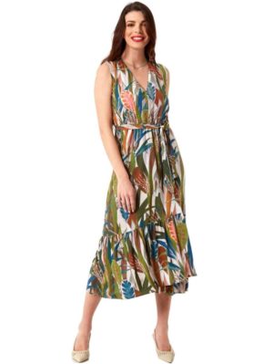 ANNA RAXEVSKY Φλοραλ midi αμάνικο φόρεμα D23113, Χρώμα Πολύχρωμο, Μέγεθος L