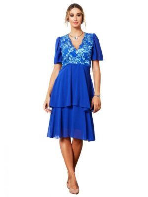 ANNA RAXEVSKY Γυναικείο μπλε κρουαζέ φόρεμα DF21131, Χρώμα Μπλέ, Μέγεθος M