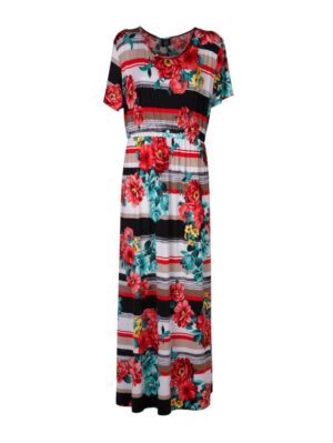 GR FASHION Μάξι φλοράλ ελαστικό φόρεμα μαγιόπανο, Χρώμα Πολύχρωμο, Μέγεθος 58