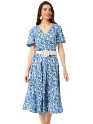 ANNA RAXEVSKY Φλοράλ φόρεμα V D24101, Χρώμα Μπλέ, Μέγεθος XXL