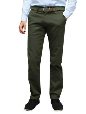 KOYOTE Ανδρικό χακί ελαστικό παντελόνι τσίνος 516291-75 Kaki, Χρώμα Πράσινο-Λαδί, Μέγεθος 60
