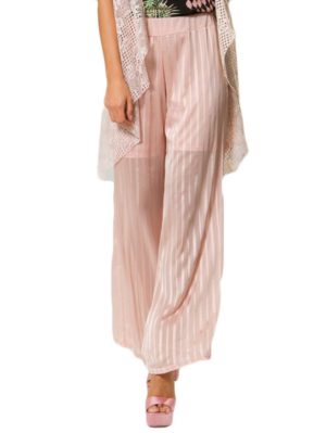 ANNA RAXEVSKY Ψιλοκάβαλη παντελόνα σομόν μουσελίνας, ενσωματωμένο σόρτς, Χρώμα Ροζ, Μέγεθος 48