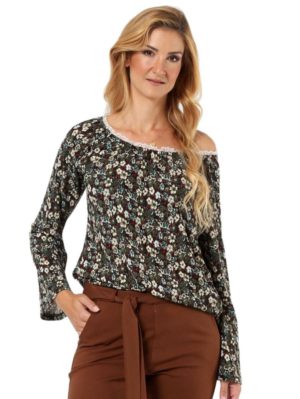 ANNA RAXEVSKY Γυναικεία φλοράλ πλεκτή μπλούζα B22206, Χρώμα Πολύχρωμο, Μέγεθος 4XL