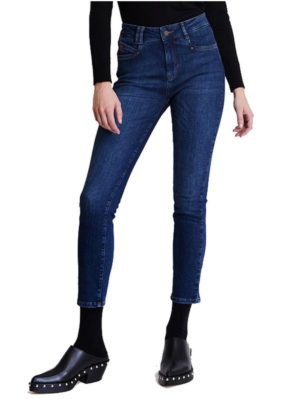 SARAH LAWRENCE Γυναικείο μπλέ high waist skinny παντελόνι 2-450031 navy, Χρώμα Μπλε Σκούρο, Μέγεθος 30